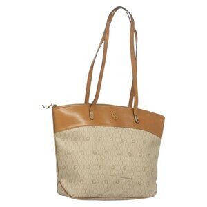 Christian Dior Honeycomb Canvas Tote Bag PVC Leather Beige
